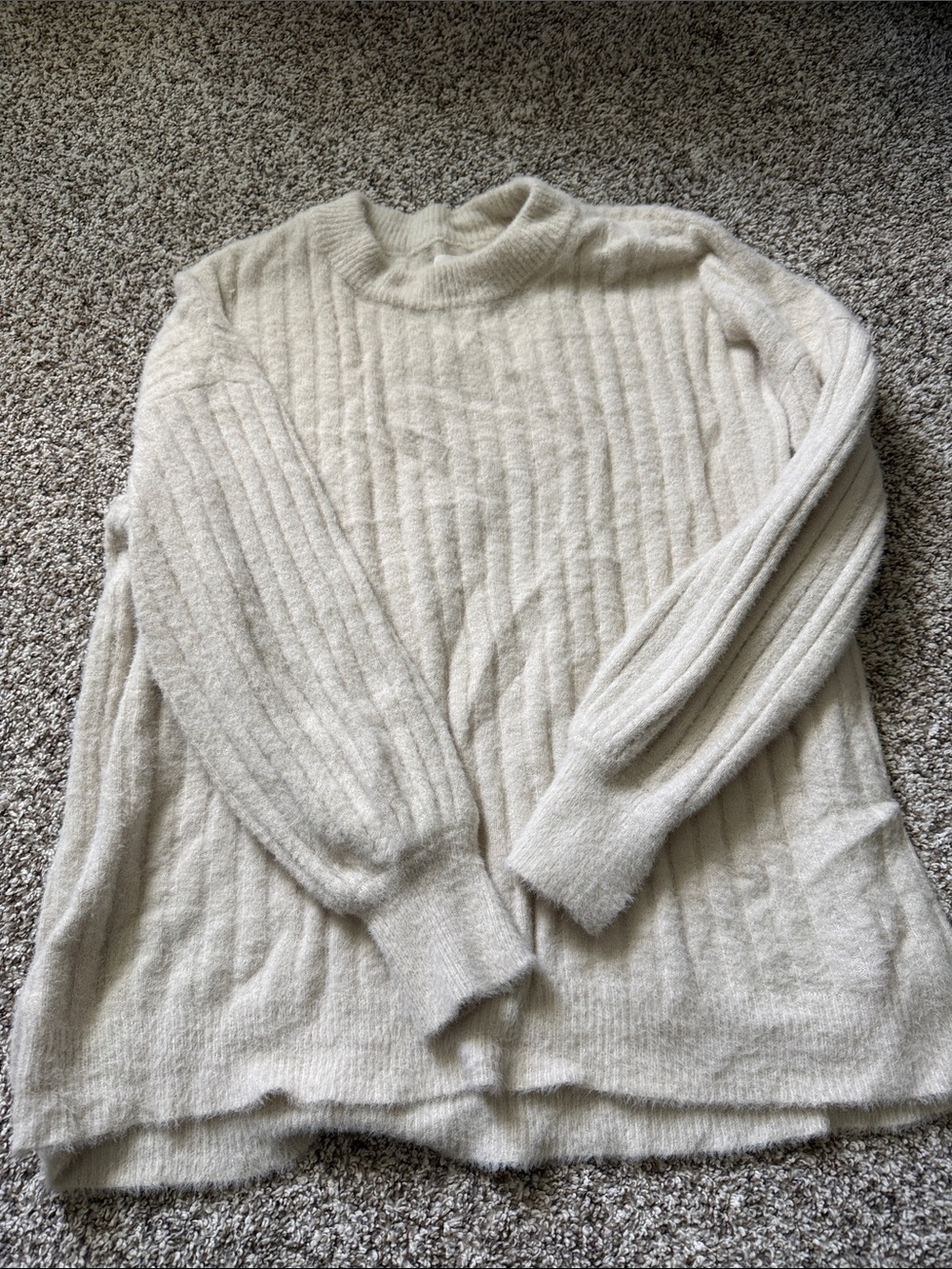 aerie Ribbed Turtleneck Sweater in Cream